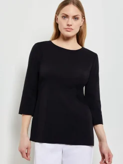 Tops & Tees|Misook 3/4 Sleeve Knit Tunic - Long Sleeve Tunic | Black