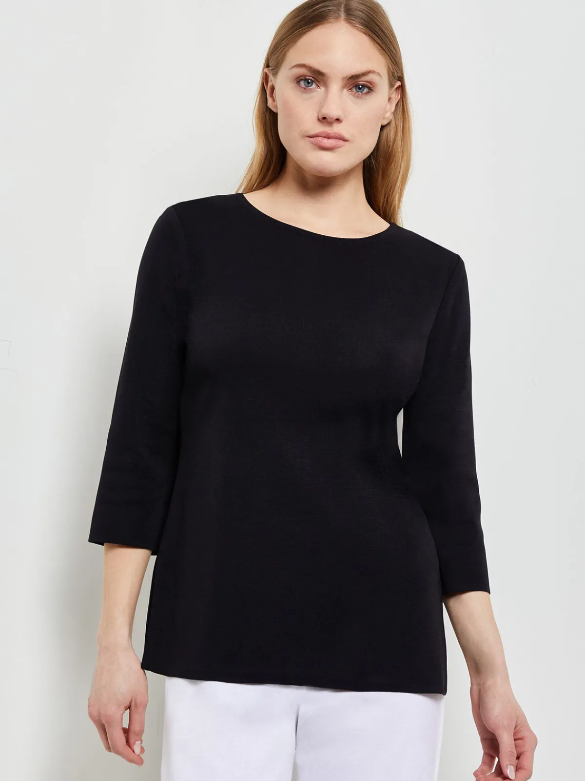 Tops & Tees|Misook 3/4 Sleeve Knit Tunic - Long Sleeve Tunic | Black