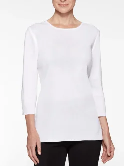 Tops & Tees|Misook 3/4 Sleeve Knit Tunic - Knit Top | White