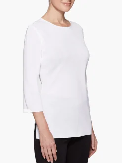 Tops & Tees|Misook 3/4 Sleeve Knit Tunic - Knit Top | White