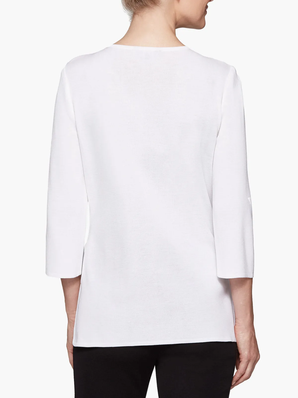 Tops & Tees|Misook 3/4 Sleeve Knit Tunic - Knit Top | White