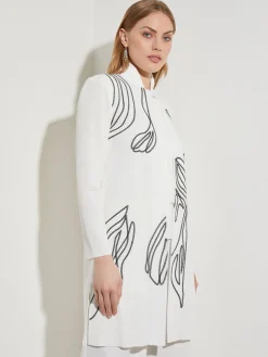 Jackets & Coats|Misook Abstract Embroidery Jewel Neck Jacket NewIvory/Black