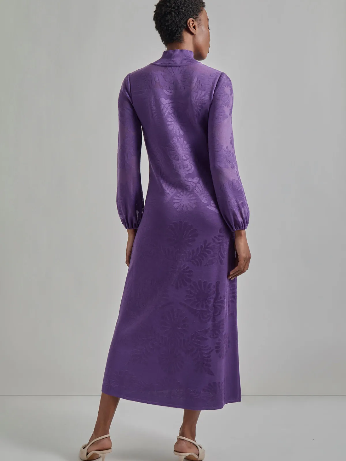 Dresses|Misook A-Line Jacquard Knit Maxi Dress PlumRoyale