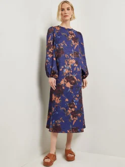 Dresses|Misook A-Line Printed Woven Maxi Dress StarryNightBlue/Sangria/Goldenwood/CornflowerBlue/Parchment