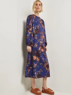 Dresses|Misook A-Line Printed Woven Maxi Dress StarryNightBlue/Sangria/Goldenwood/CornflowerBlue/Parchment
