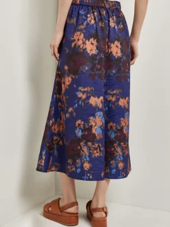 Skirts|Misook A-Line Printed Woven Maxi Skirt StarryNightBlue/Sangria/Goldenwood/CornflowerBlue/Parchment