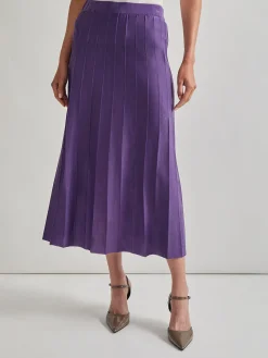 Skirts|Misook A-Line Tonal Spaced Rib Knit Maxi Skirt PlumRoyale
