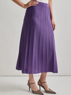 Skirts|Misook A-Line Tonal Spaced Rib Knit Maxi Skirt PlumRoyale