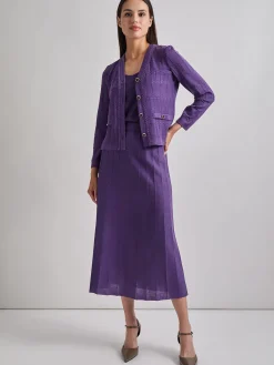 Skirts|Misook A-Line Tonal Spaced Rib Knit Maxi Skirt PlumRoyale