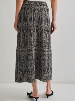 Skirts|Misook A-Line Two-Tone Jacquard Knit Maxi Skirt Black/Mink