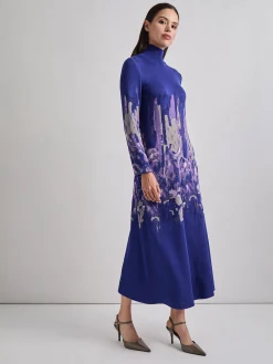 Dresses|Misook A-Line Watercolor Soft Knit Maxi Dress StarryNightBlue/PlumRoyale/Mink/NewIvory/Black