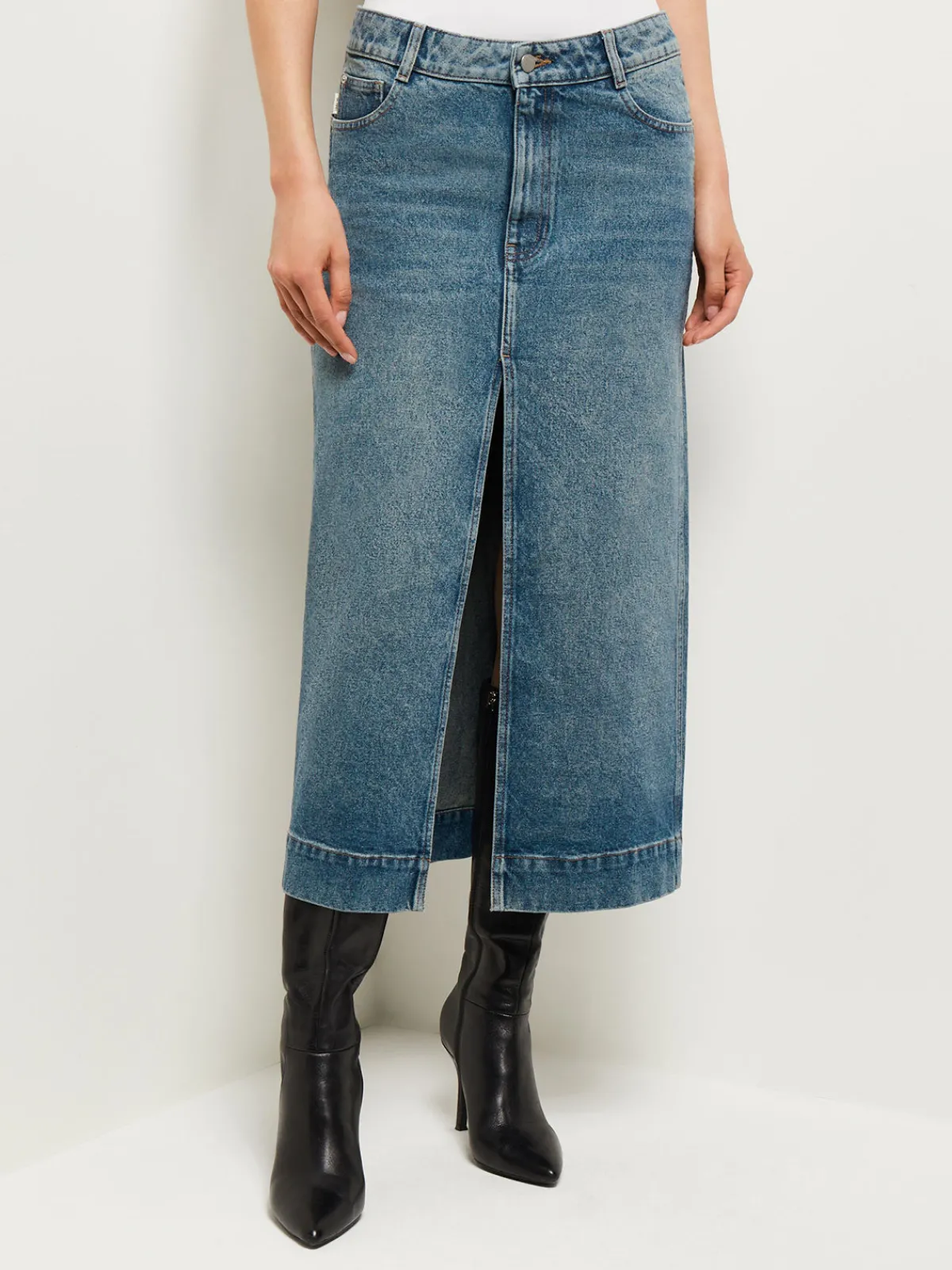 Skirts|Misook Asra Denim Maxi Skirt AgedMid