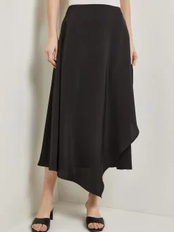 Skirts|Misook Asymmetrical Charmeuse Maxi Skirt Black