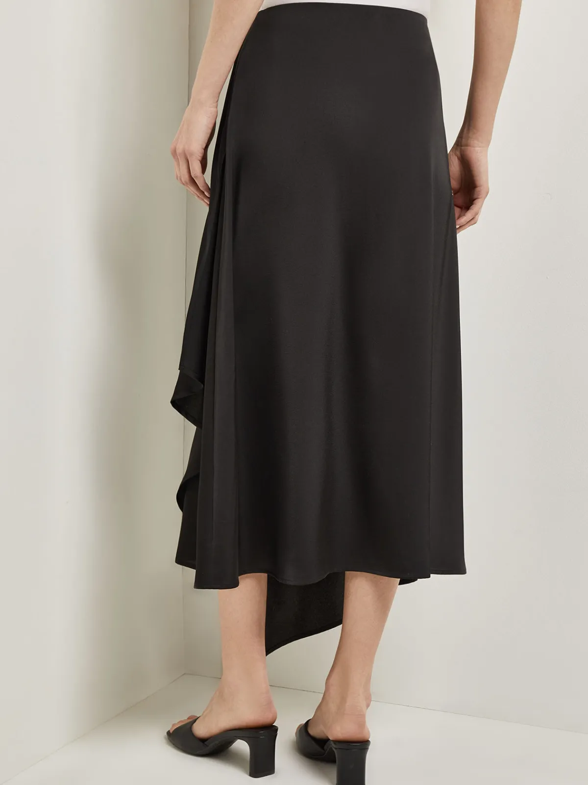 Skirts|Misook Asymmetrical Charmeuse Maxi Skirt Black