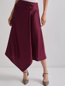 Skirts|Misook Asymmetrical Crepe de Chine Maxi Skirt Sangria