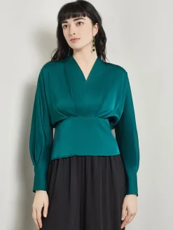 Tops & Tees|Misook Batwing Sleeve Blouse - Crepe De Chine Spruce