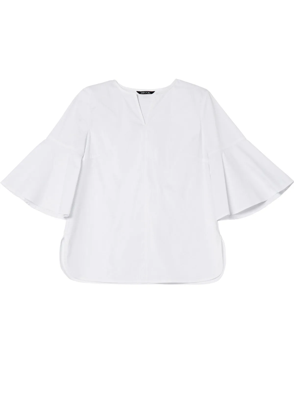 Blouses & Shirts|Tops & Tees|Misook Bell Sleeve Cotton Blend Blouse White