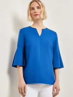 Blouses & Shirts|Tops & Tees|Misook Bell Sleeve Woven Blouse LyonsBlue