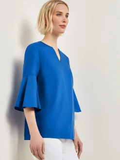 Blouses & Shirts|Tops & Tees|Misook Bell Sleeve Woven Blouse LyonsBlue