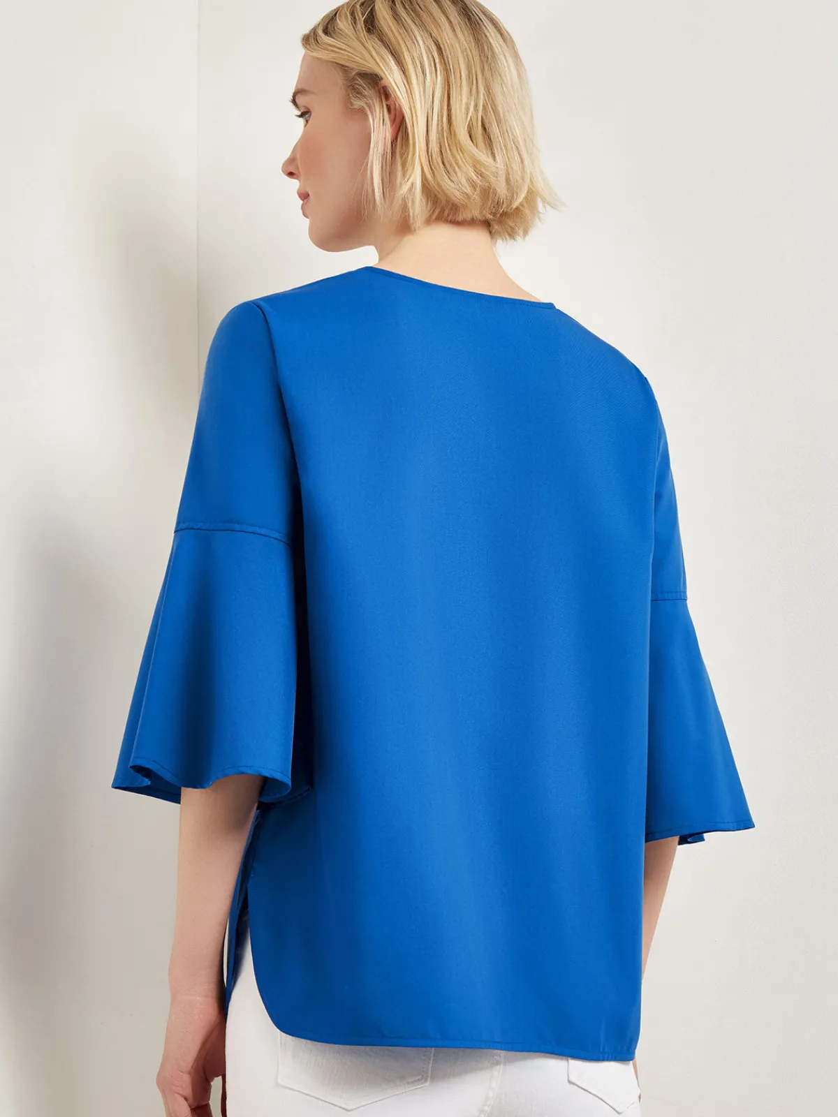 Blouses & Shirts|Tops & Tees|Misook Bell Sleeve Woven Blouse LyonsBlue