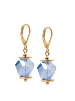 Accessories|Earrings|Misook Blue Crystal Dangle Earrings Blue/Gold
