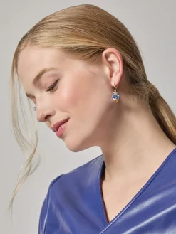 Accessories|Earrings|Misook Blue Crystal Dangle Earrings Blue/Gold