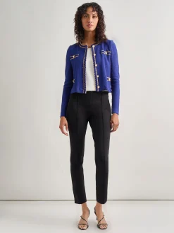 Jackets & Coats|Misook Braided Trim Boucle Knit Jacket StarryNightBlue