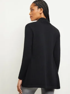 Jackets & Coats|Misook Buckle Detail Shawl Collar Cashmere Cardigan Black
