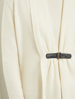 Jackets & Coats|Misook Buckle Detail Shawl Collar Cashmere Cardigan Ivory
