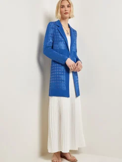 Jackets & Coats|Misook Burnout Floral Pattern Knit Jacket LyonsBlue