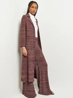 Jackets & Coats|Misook Button Front Duster - Belted Tweed Knit Ultraviolet/Goldenwood