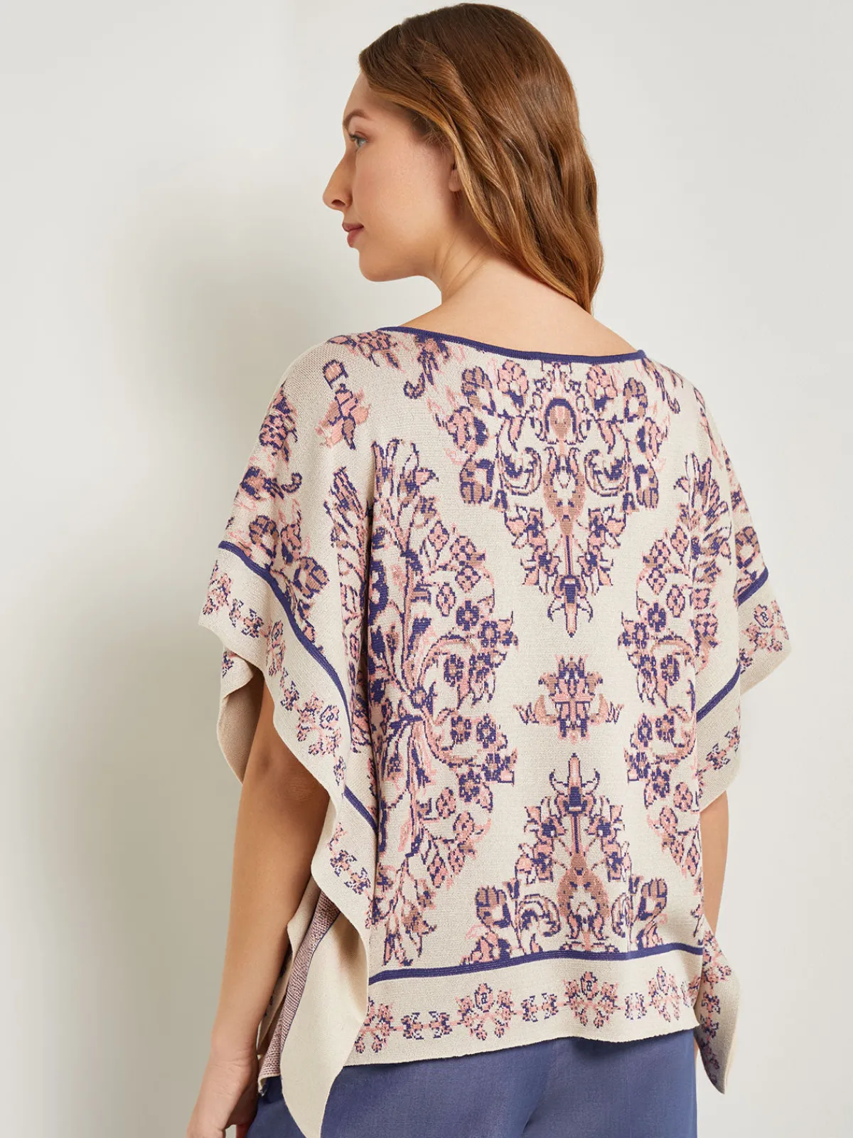 Tops & Tees|Misook Cape Sleeve Tunic - Soft Jacquard Knit Biscotti/PorcelainPink/OceanCoral/Mazarine/Charmeuse