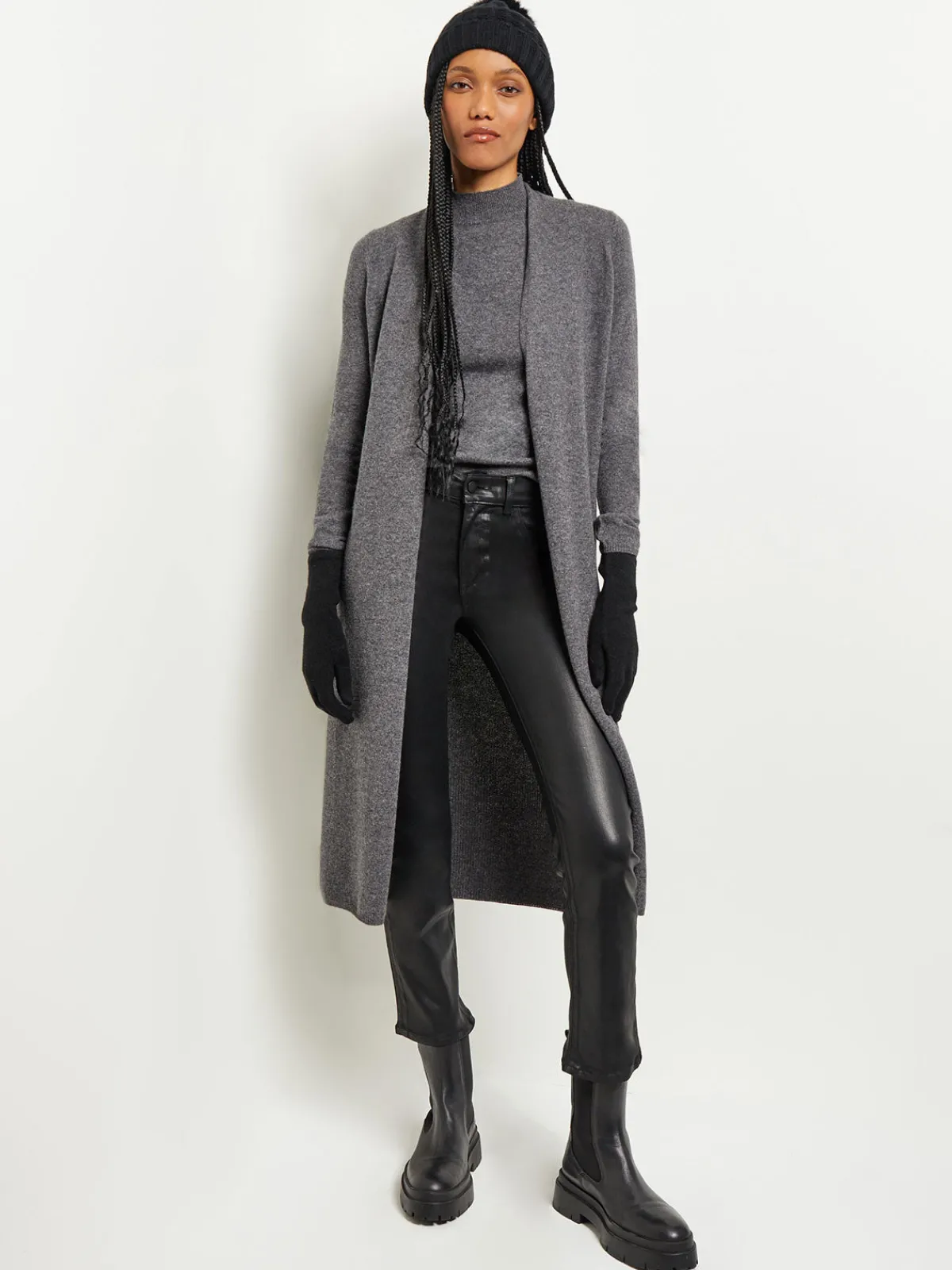 Jackets & Coats|Misook Cashmere Maxi Duster Cardigan Charcoal
