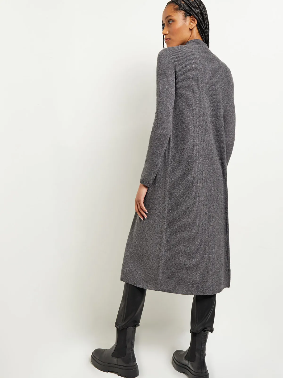 Jackets & Coats|Misook Cashmere Maxi Duster Cardigan Charcoal