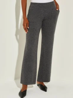 Pants & Shorts|Misook Cashmere Pants - Grey Wide Leg Pants | Charcoal