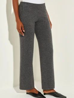 Pants & Shorts|Misook Cashmere Pants - Grey Wide Leg Pants | Charcoal