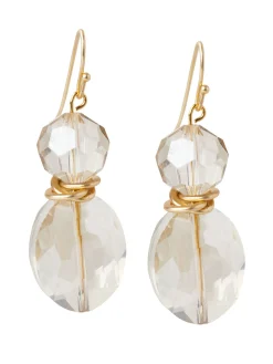 Accessories|Earrings|Misook Champagne Crystal Stack Earrings Crystal/Gold