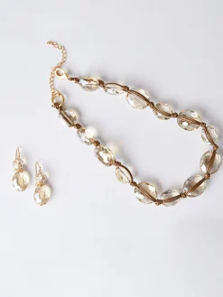Accessories|Earrings|Misook Champagne Crystal Stack Earrings Crystal/Gold