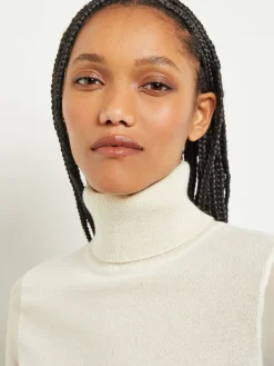 Tops & Tees|Misook Chiffon Sleeve Cashmere Turtleneck Ivory