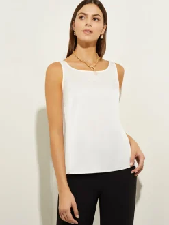 Tops & Tees|Tanks|Misook Classic Crepe de Chine Tank Top, White