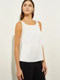 Tops & Tees|Tanks|Misook Classic Crepe de Chine Tank Top, White