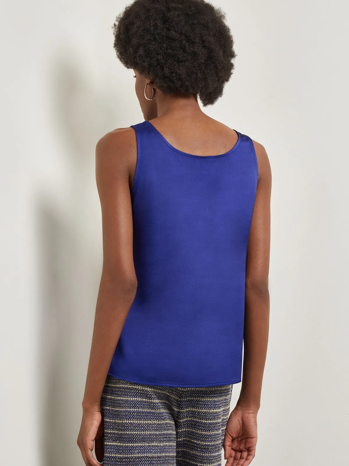 Tops & Tees|Tanks|Misook Classic Crepe de Chine Tank Top StarryNightBlue