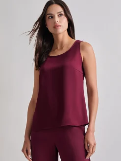 Tops & Tees|Tanks|Misook Classic Crepe de Chine Tank Top Sangria