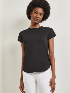 Tops & Tees|Misook Classic Short Sleeve Jersey Knit Top Black