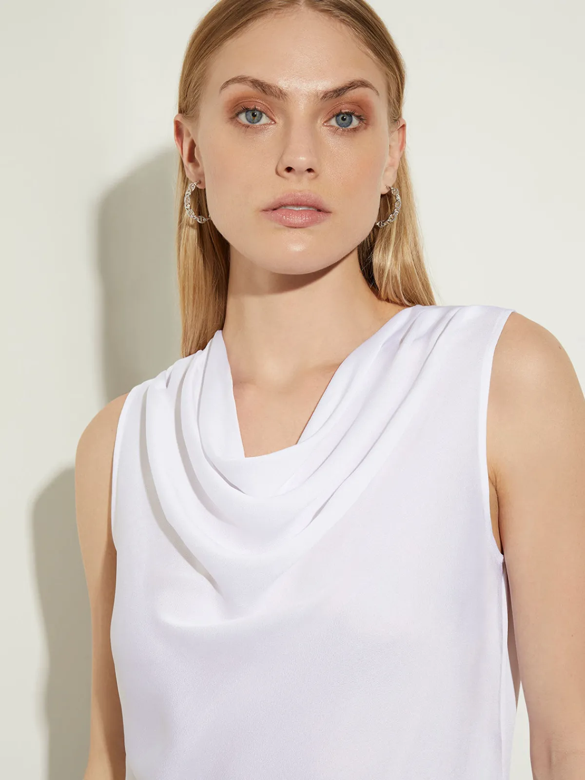 Blouses & Shirts|Tops & Tees|Misook Cowl Neck Blouse - Sleeveless Blouse | White