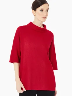 Tops & Tees|Misook Cowl Neck Textured Knit Tunic Rouge