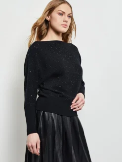 Tops & Tees|Misook Dolman Sequin Cashmere Sweater Black