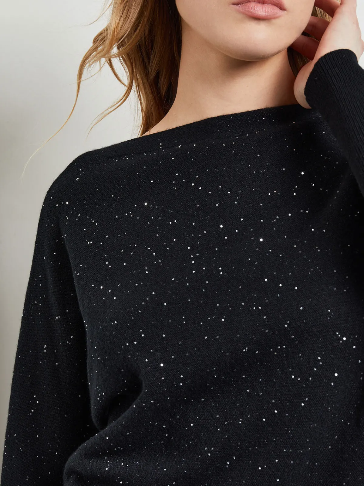 Tops & Tees|Misook Dolman Sequin Cashmere Sweater Black