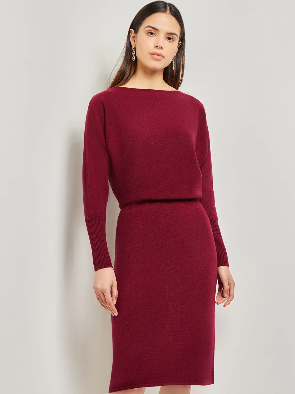Dresses|Misook Dolman Sleeve Cashmere Dress AfricanViolet