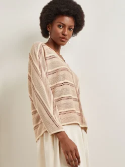 Tops & Tees|Misook Dolman Sleeve Tunic - Multi-Stitch Soft Knit Sand/Parchment